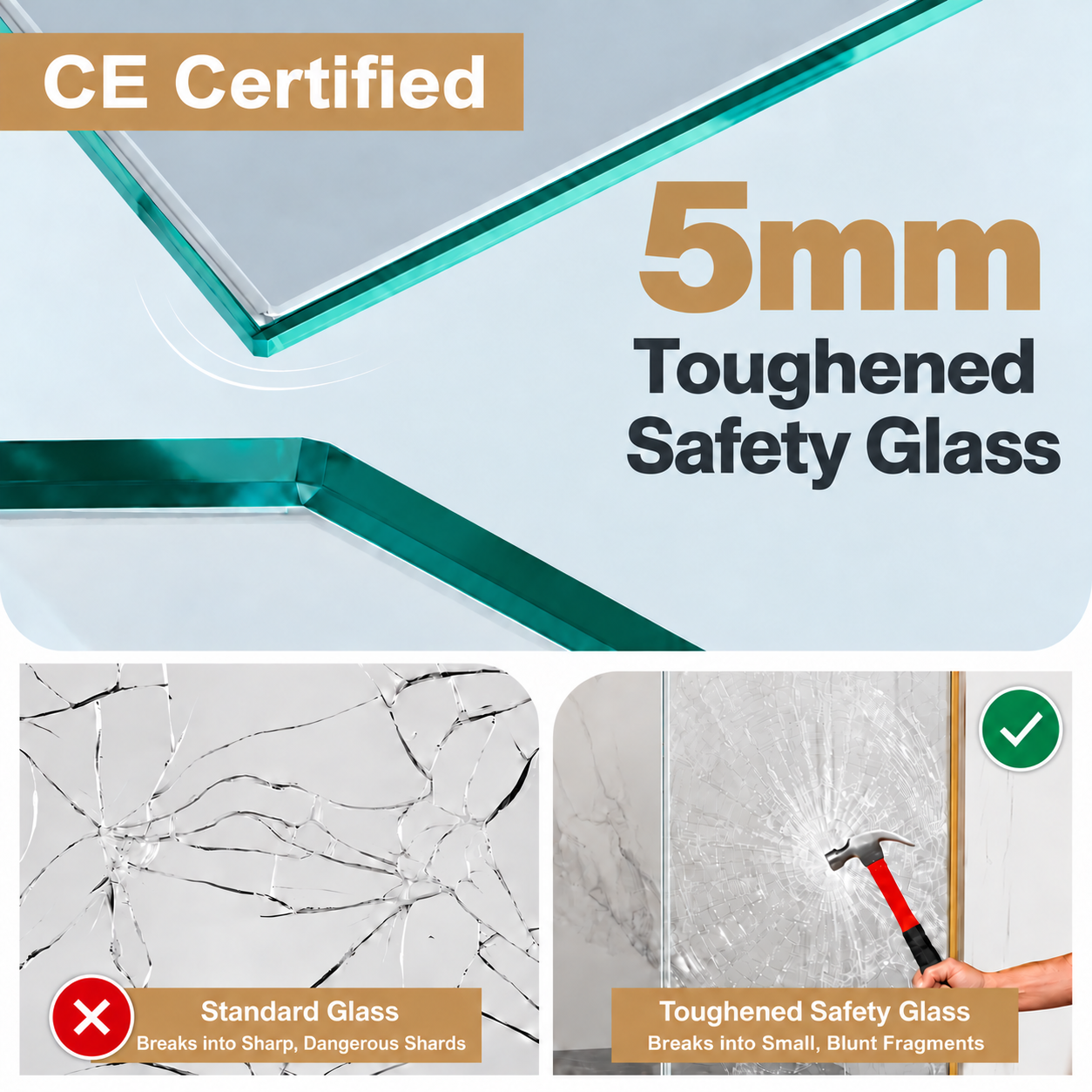 5mm Toughened Safety Glass Sliding Shower Enclosure