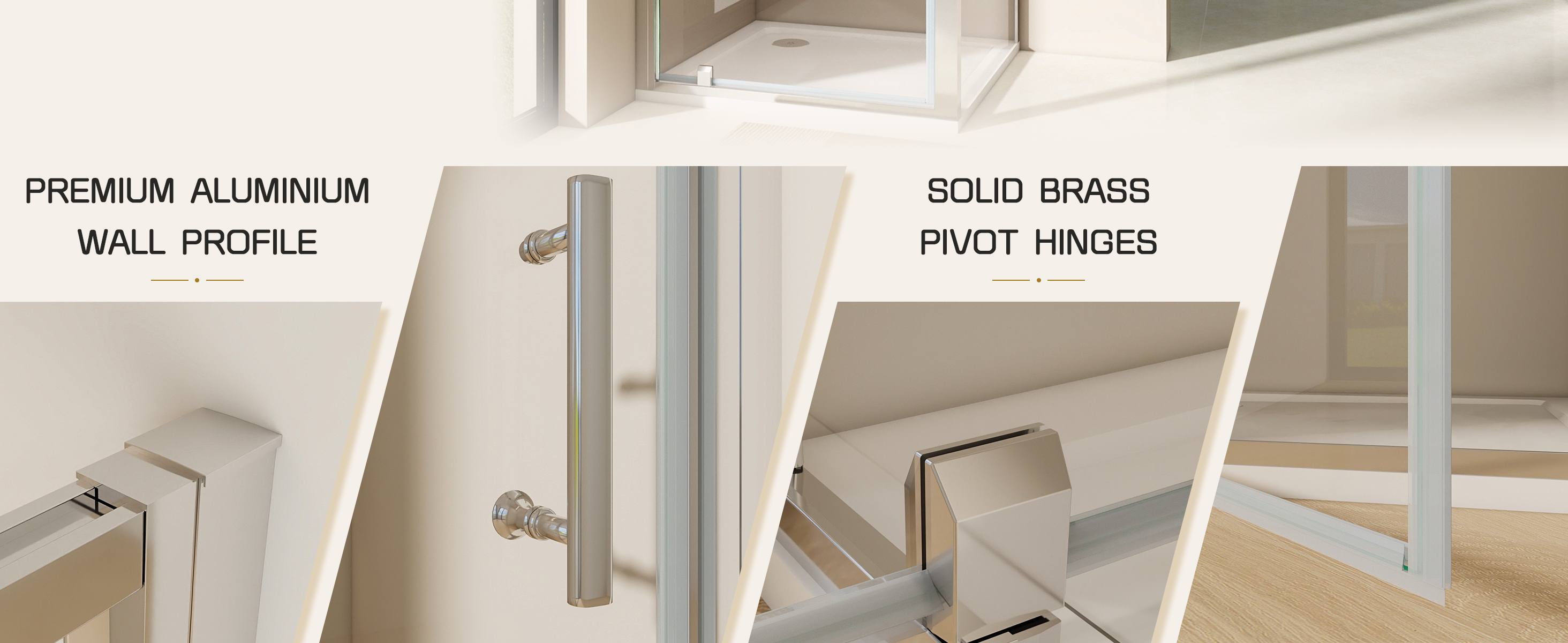 Polished Chrome Pivot Shower Door Features