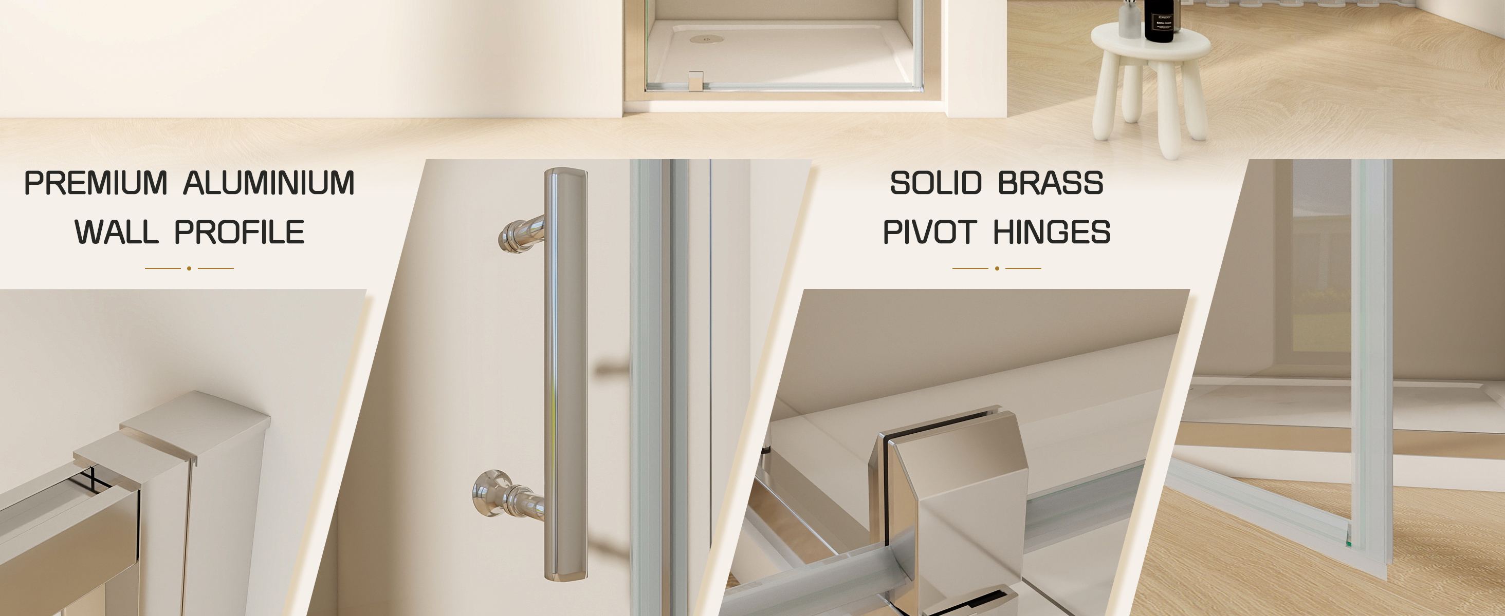 Polished Chrome Pivot Shower Door Features