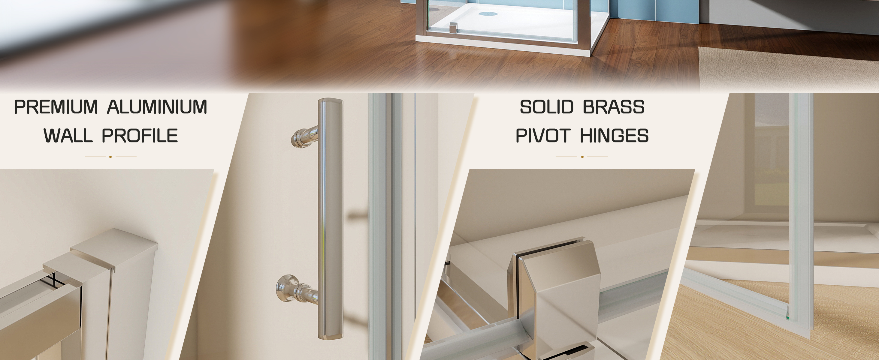 Polished Chrome Pivot Shower Door Features