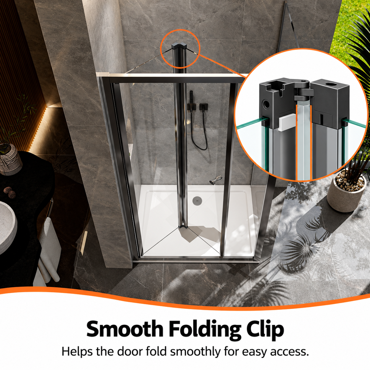 STECHHOMES Polished Chrome Bifold Shower Door with Side Panel