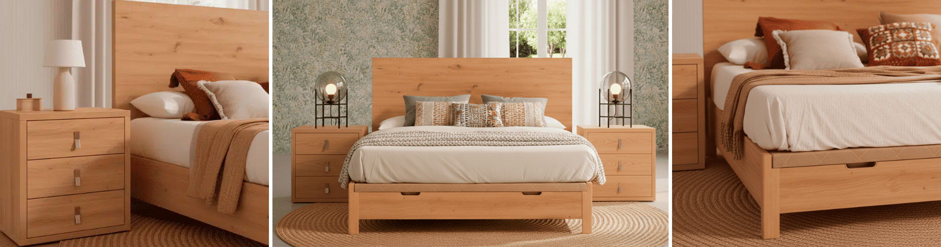 Canapé abatible madera natural 150x190 cm