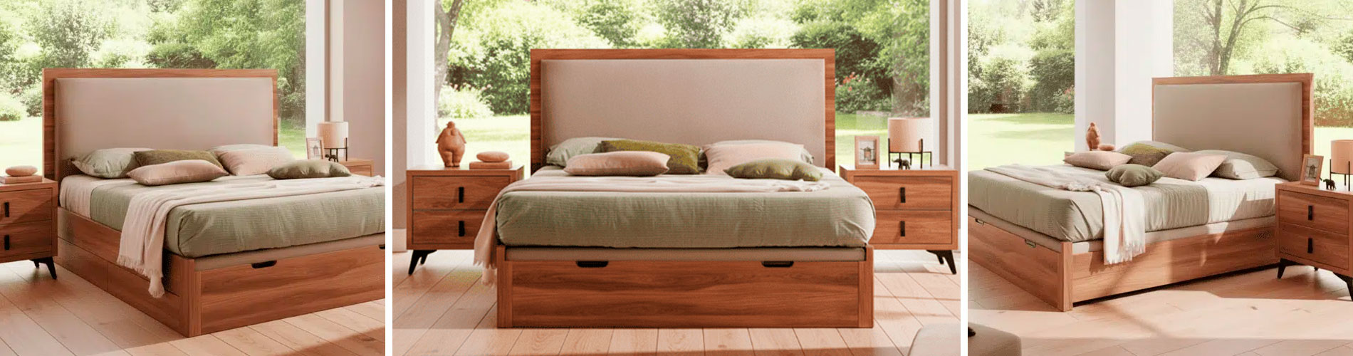 Canapé abatible madera gran capacidad bellota 150x190 cm