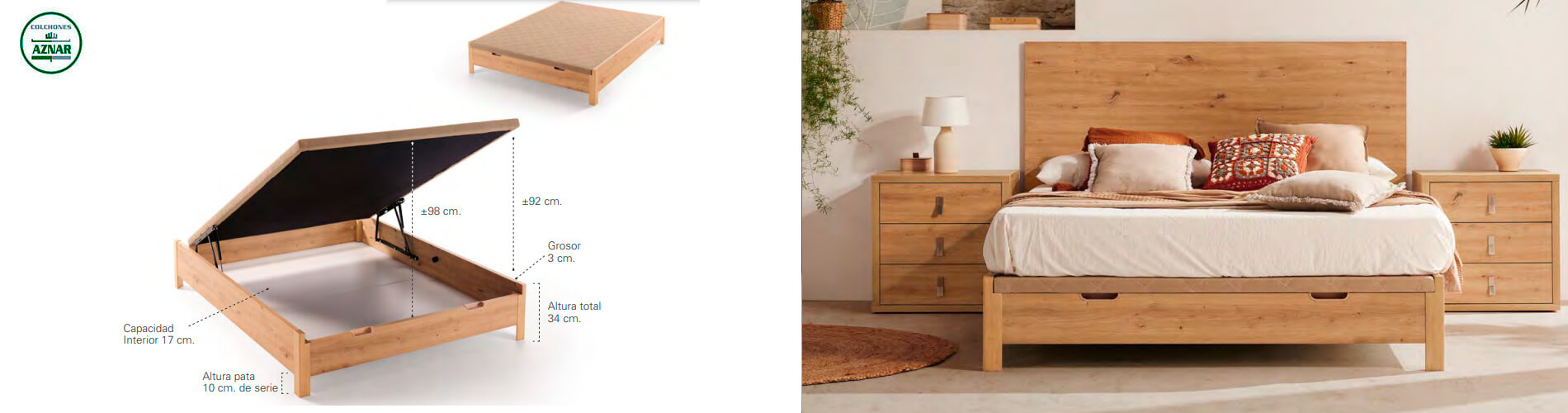 canape madera con patas fabiola