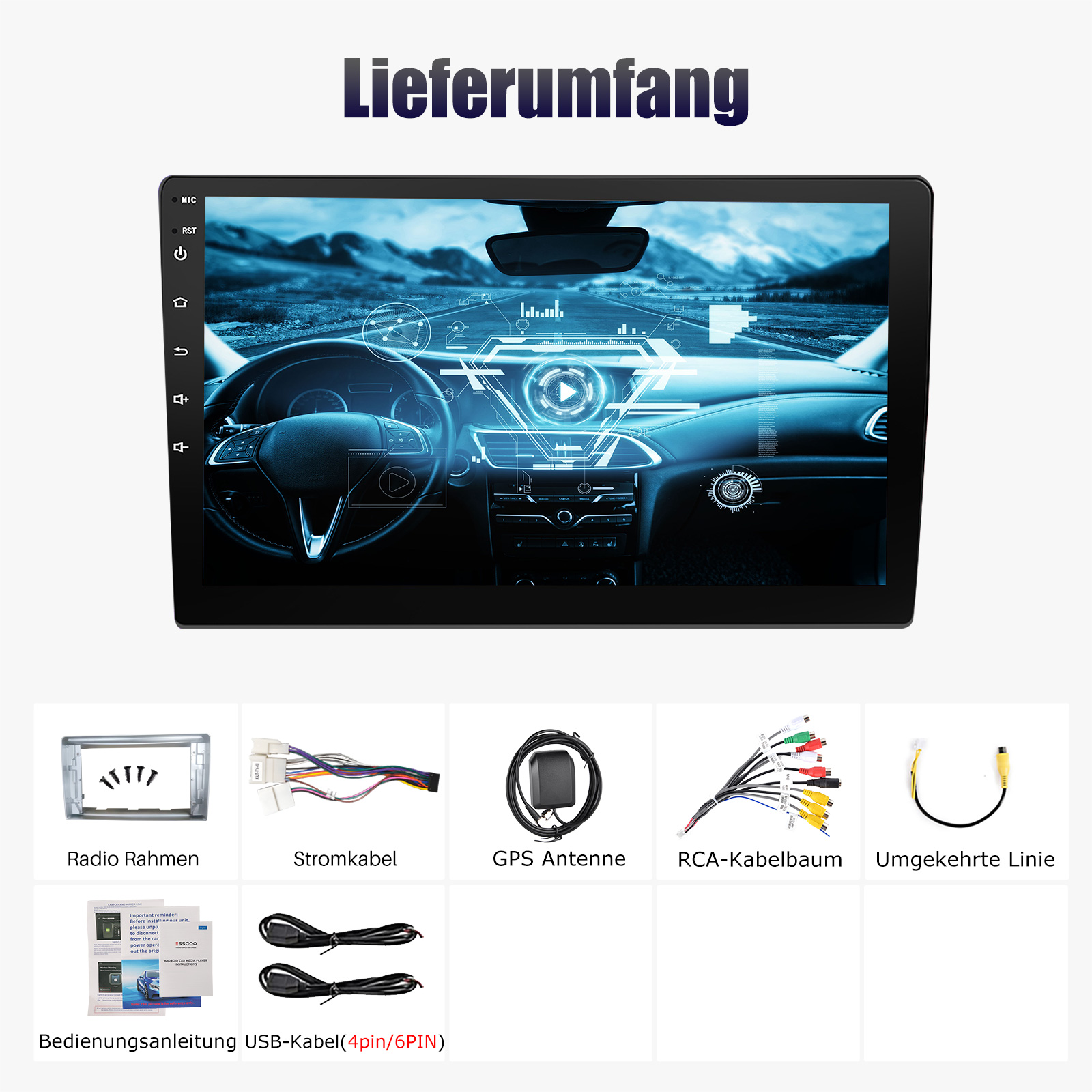 Dubbele Din 9 inch Android 14 Auto Stereo Radio voor Toyota Avensis T25 2002-2008 met draadloze Carplay AHD Backup Camera Bluetooth Stuurwiel Bediening GPS Navigatie (T700 [8 256G