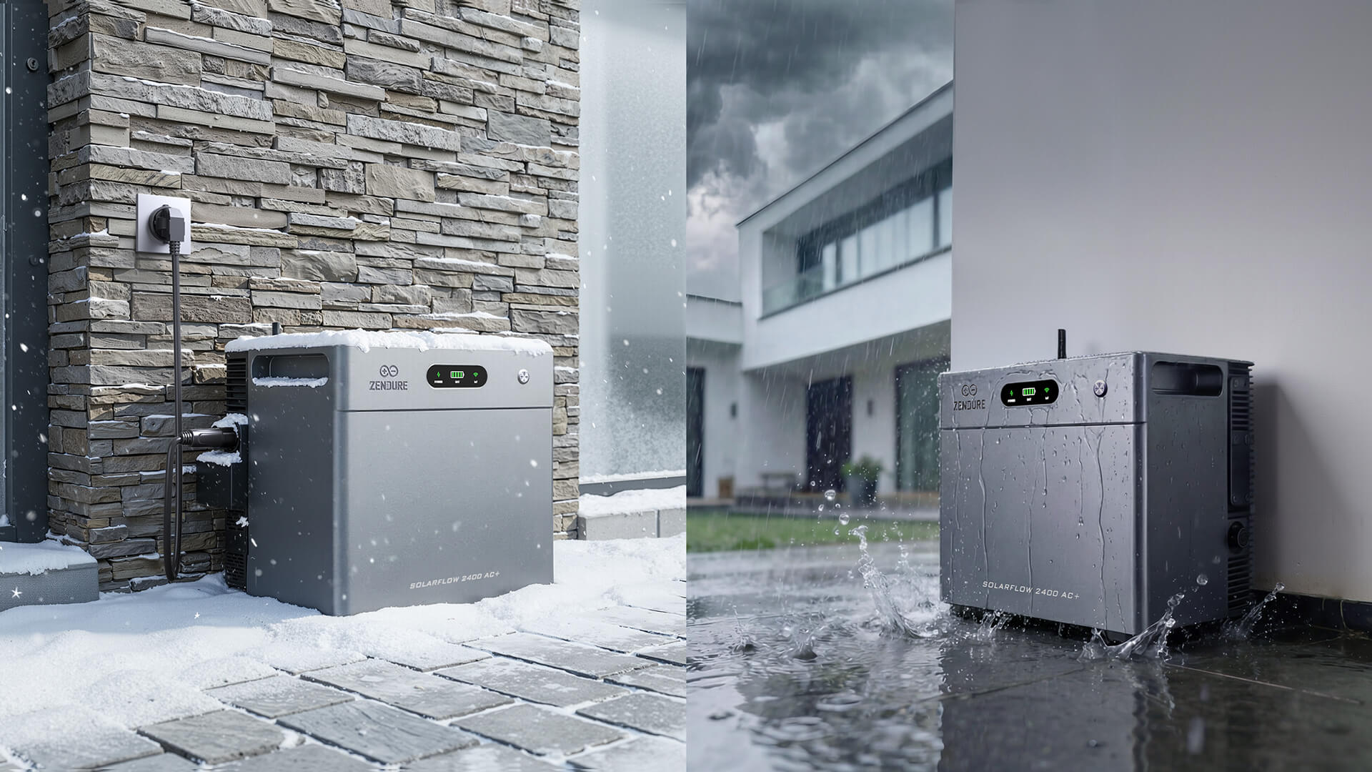 SolarFlow 2400 AC+ sous la neige et la pluie