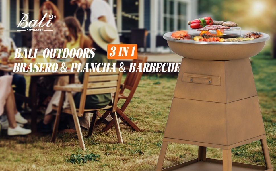 Braséro barbecue plancha pour jardin et terrasse