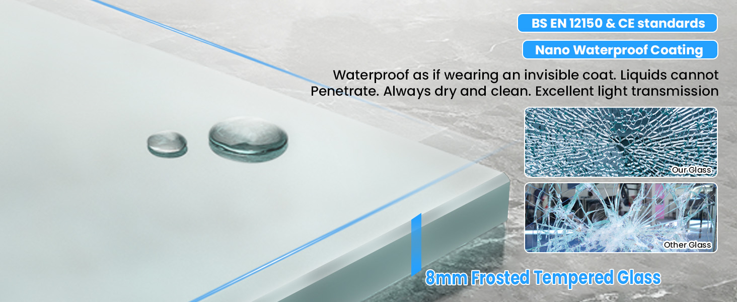 8mm toughened glass – BS EN 12150 certified