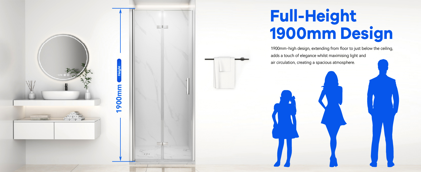 Full-height 1900mm design extending from floor to ceiling
