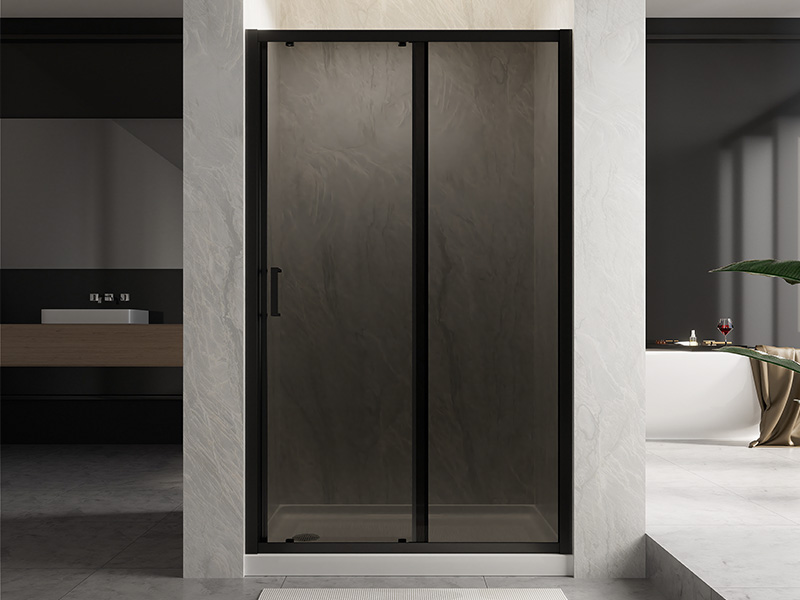 Elegant sliding shower door in modern bathroom