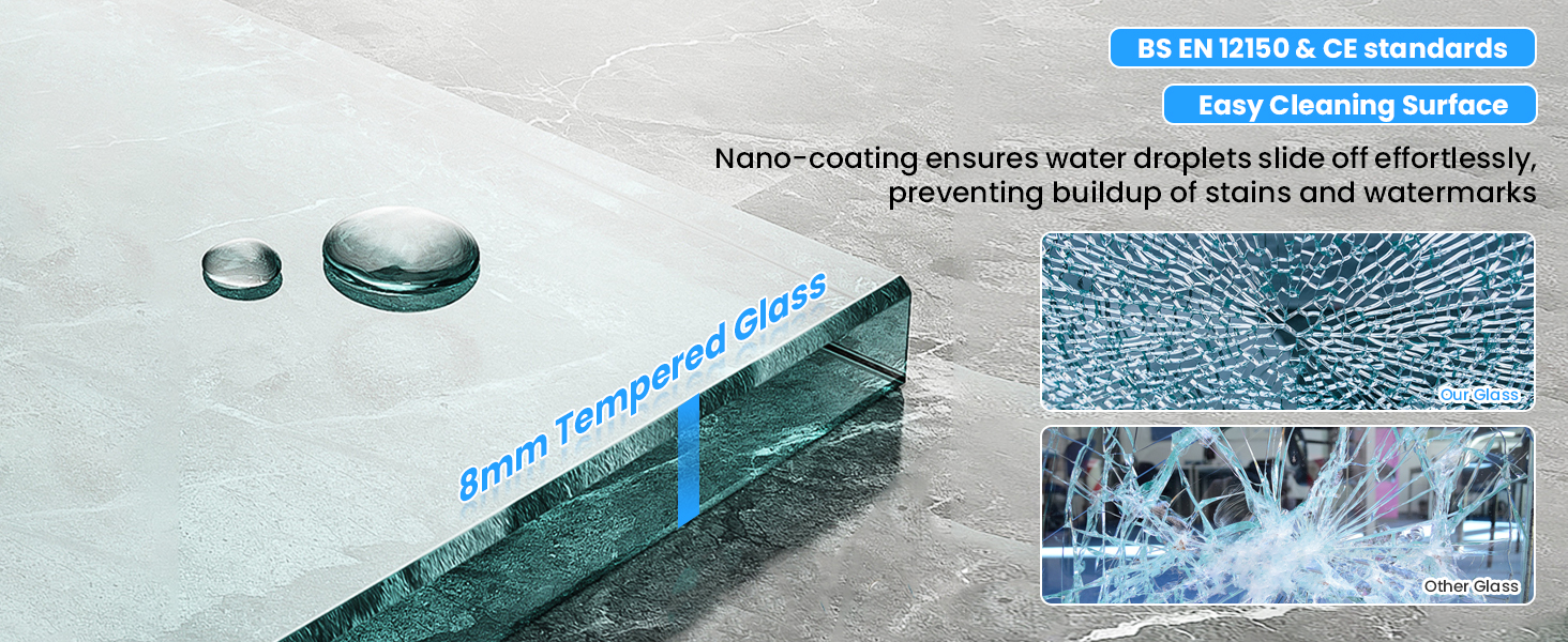 8mm toughened glass – BS EN 12150 certified