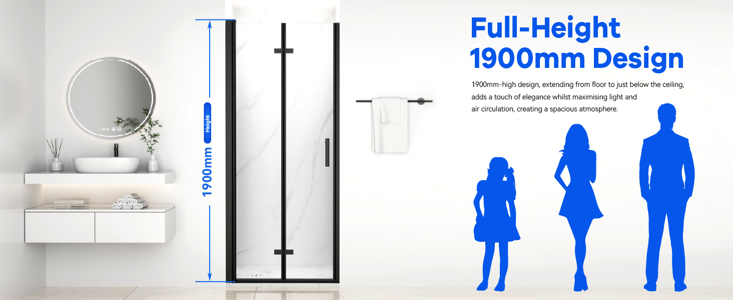 Full-height 1900mm design extending from floor to ceiling