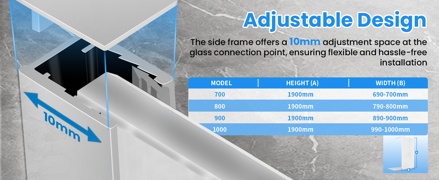 Dual‑side 10mm wall adjustment for perfect sealing