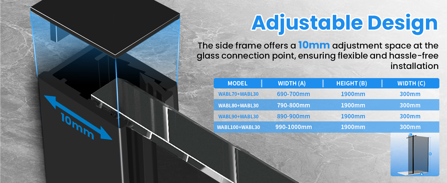 Dual‑side 10mm wall adjustment for perfect sealing