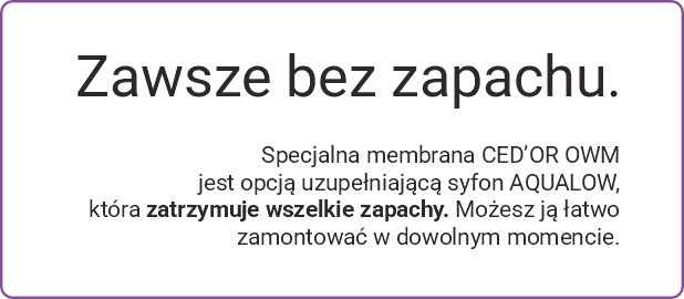 odpływ ścienny CED'OR z opcjonalnym suchym syfonem