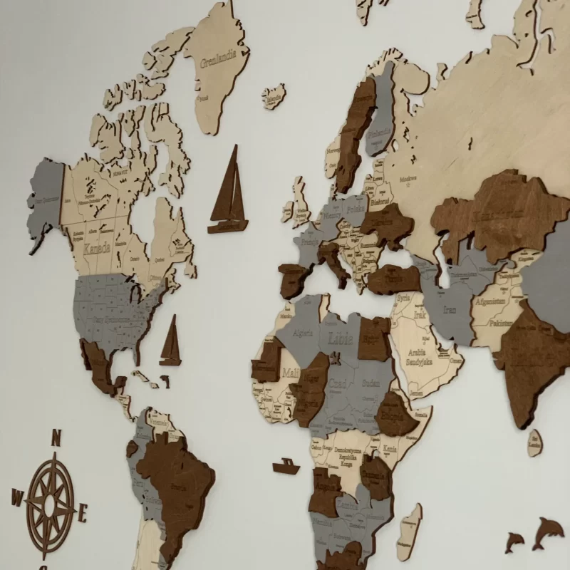 Mapa del mundo de madera 3D | Losokawood.com | decoraciones de pared de madera