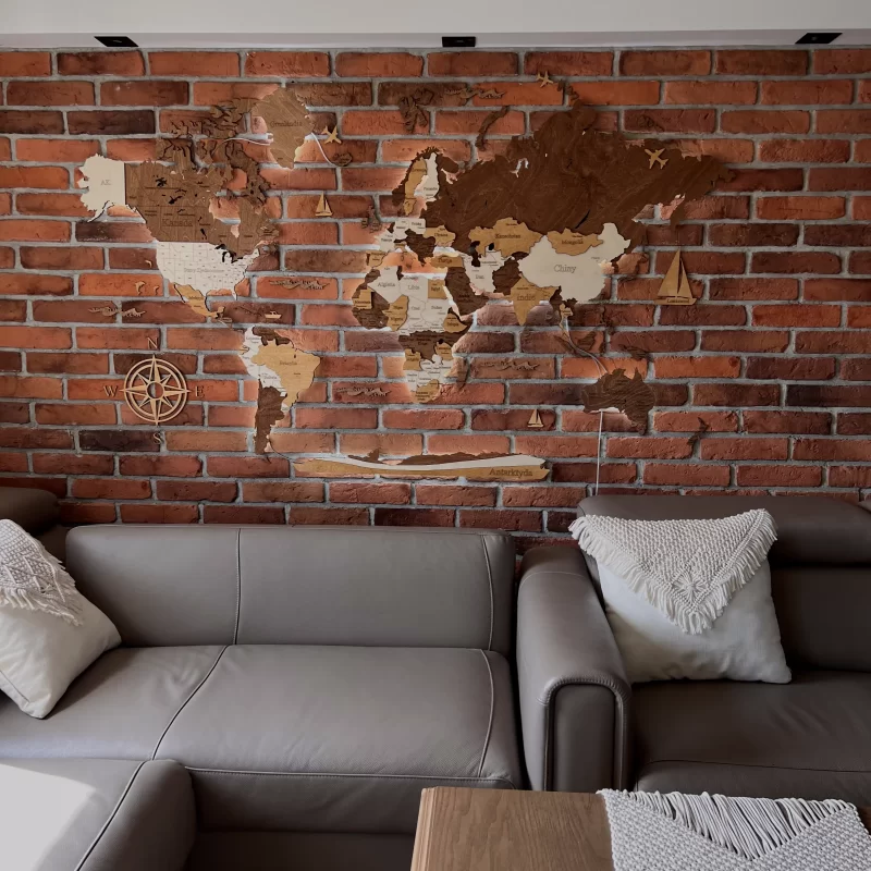 3D LED Weltkarte aus Holz, Muster Nr. 4 | Losokawood.com