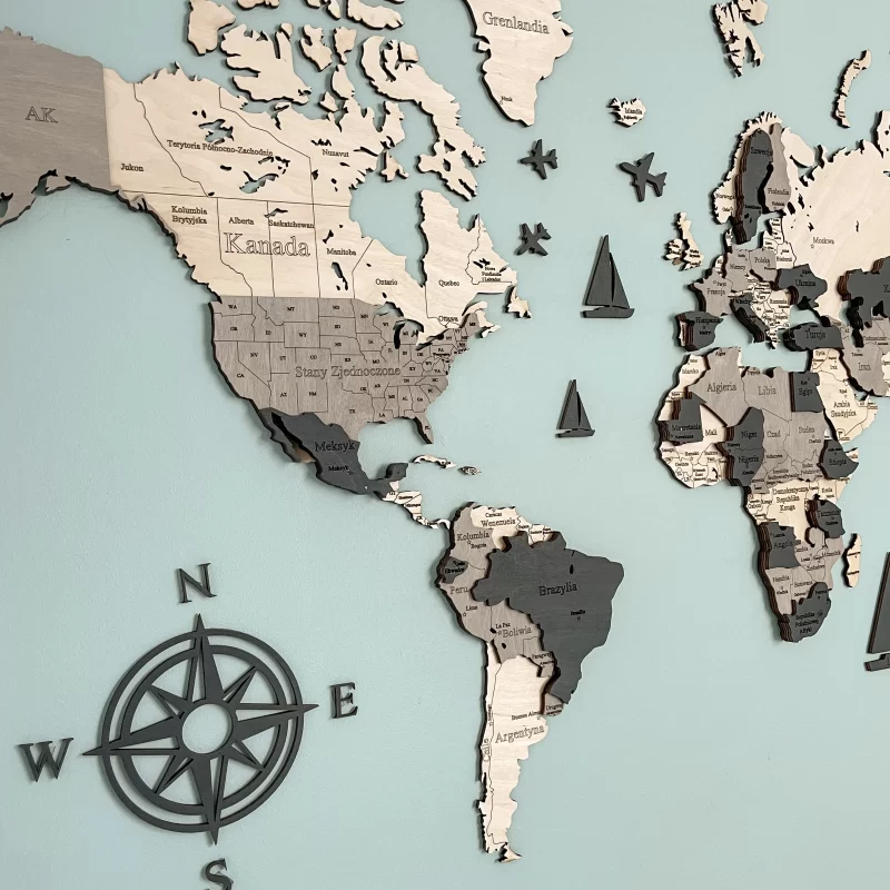 Motif de carte du monde 3D n° 5 | Losokawood.com | Décorations murales