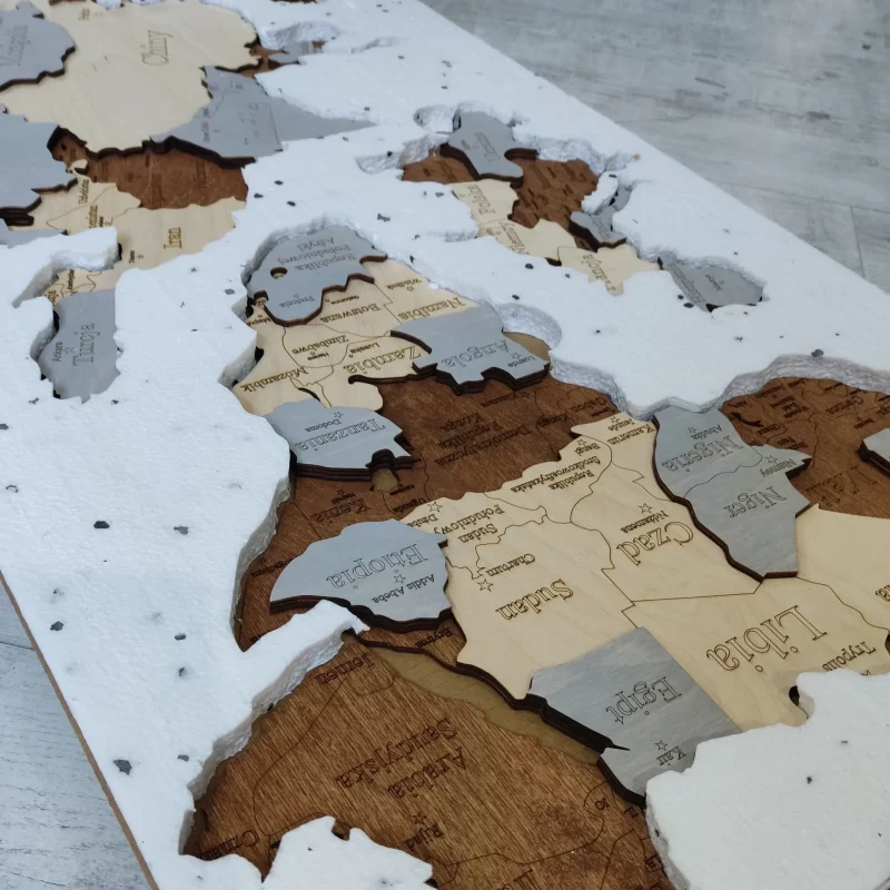 Weltkarte aus Holz | Wanddekoration | Losokawood.com | Muster 3