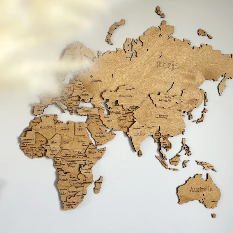 Mapa del mundo 3D Patrón n.° 6 | Losokawood.com | Decoración de paredes