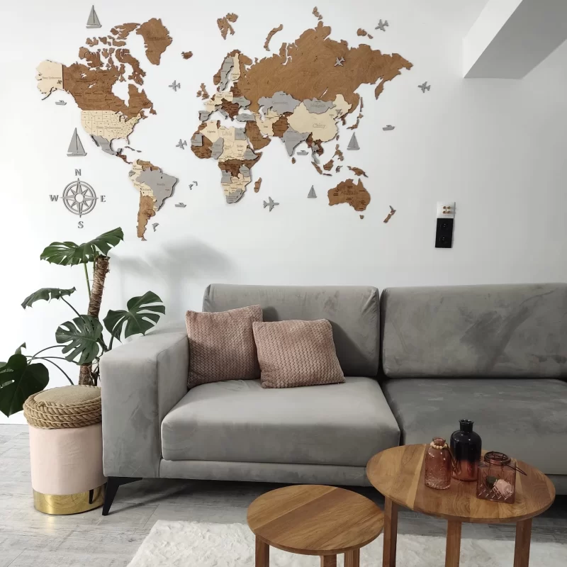 3D-Weltkartenmuster Nr. 3 | losokawood.com