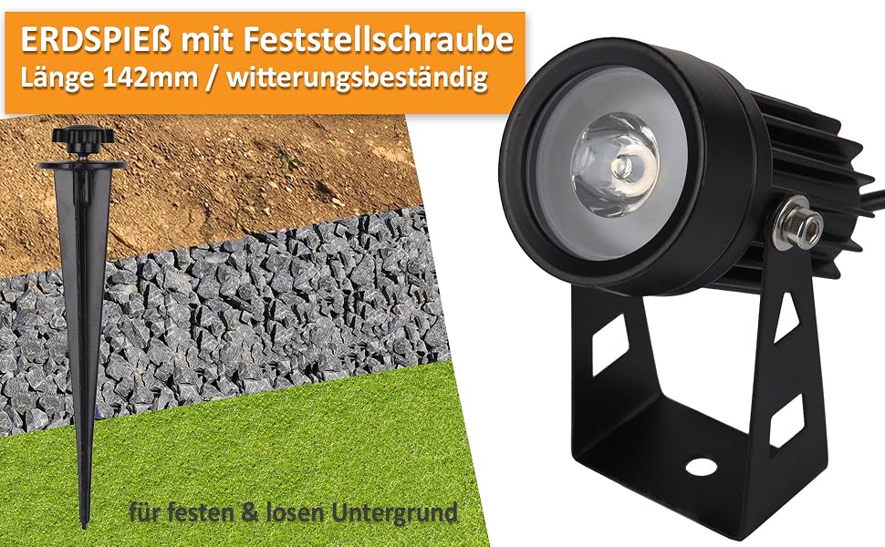 led erdspießleuchte mit kabel 4-fach strahler solar wandleuchte pflanzenstrahler pflanzenleuchte
