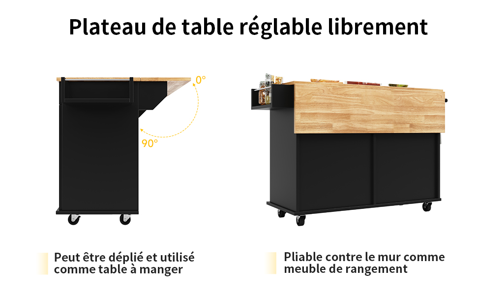 Îlot cuisine pliant vue 3