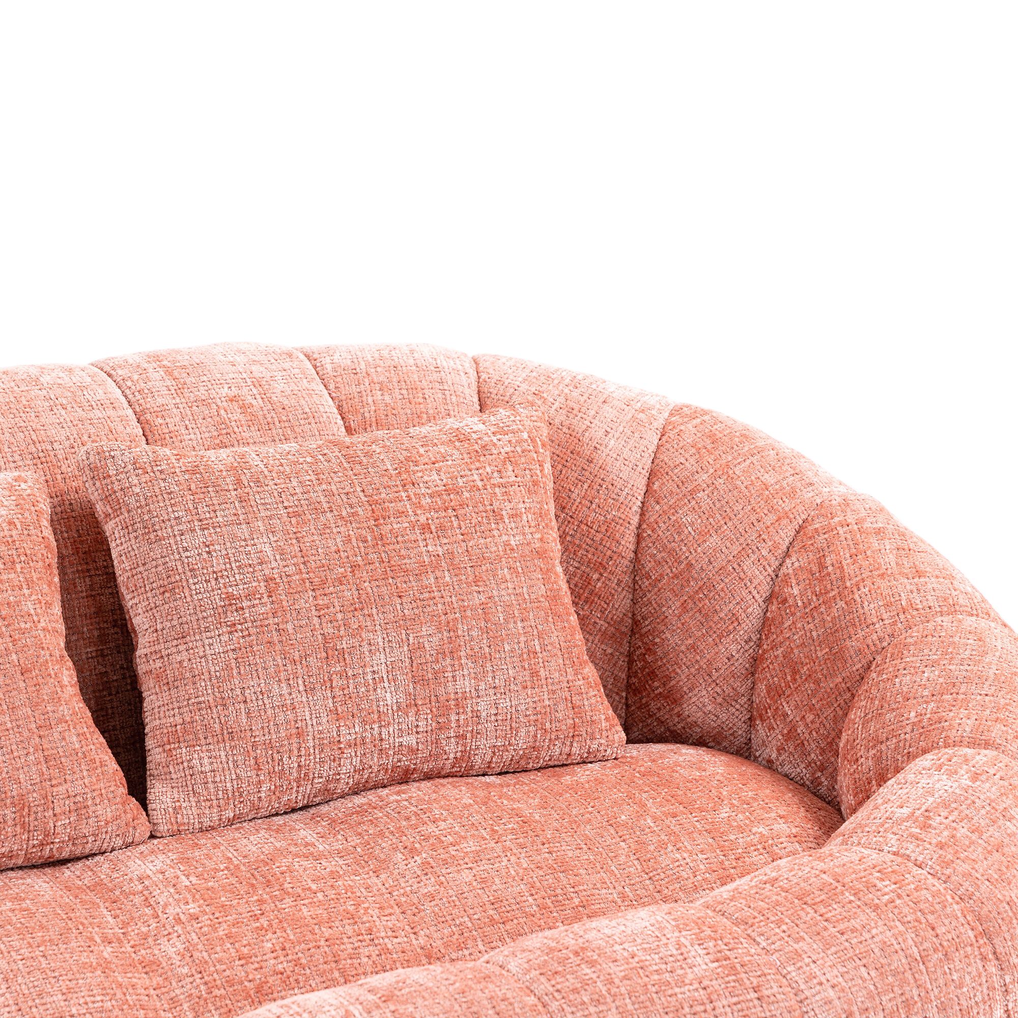Pouf canapé rose chenille dossier haut 150x95x63 cm - vue 4