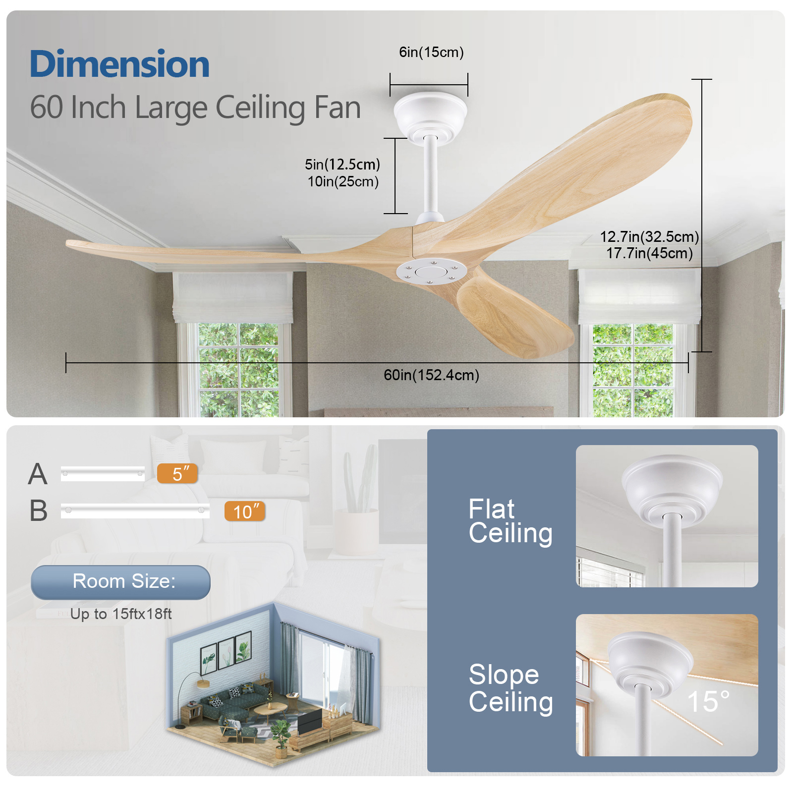 Ventilateur de plafond 152 cm 5