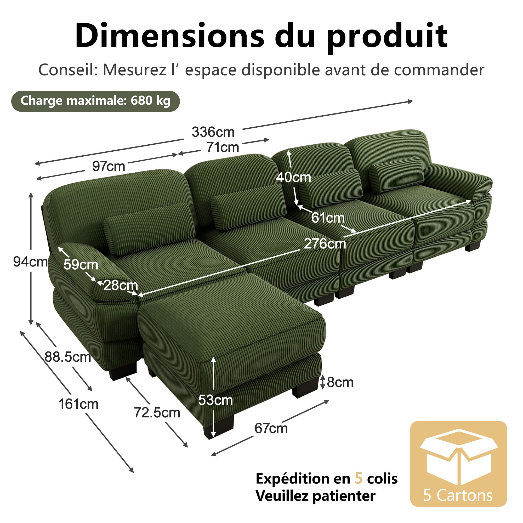 Fonctions du canapé panoramique modulable