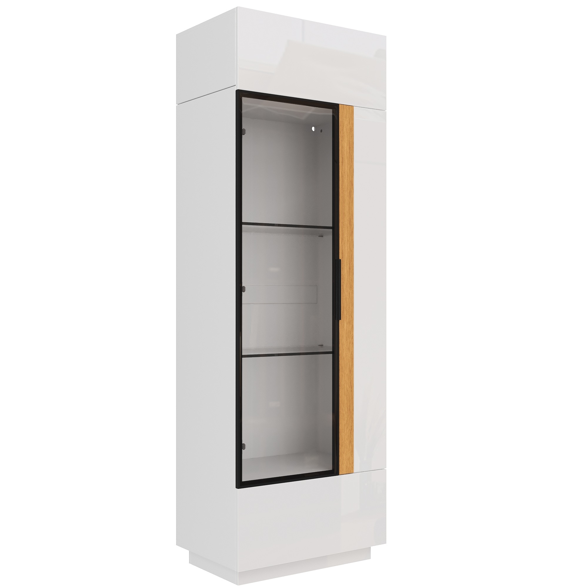 Vitrine Haute Blanc - Éclairage LED, Portes, Portes en Verre, Éclairage Connecté - Panneaux de Particules - 60×40×180cm 3