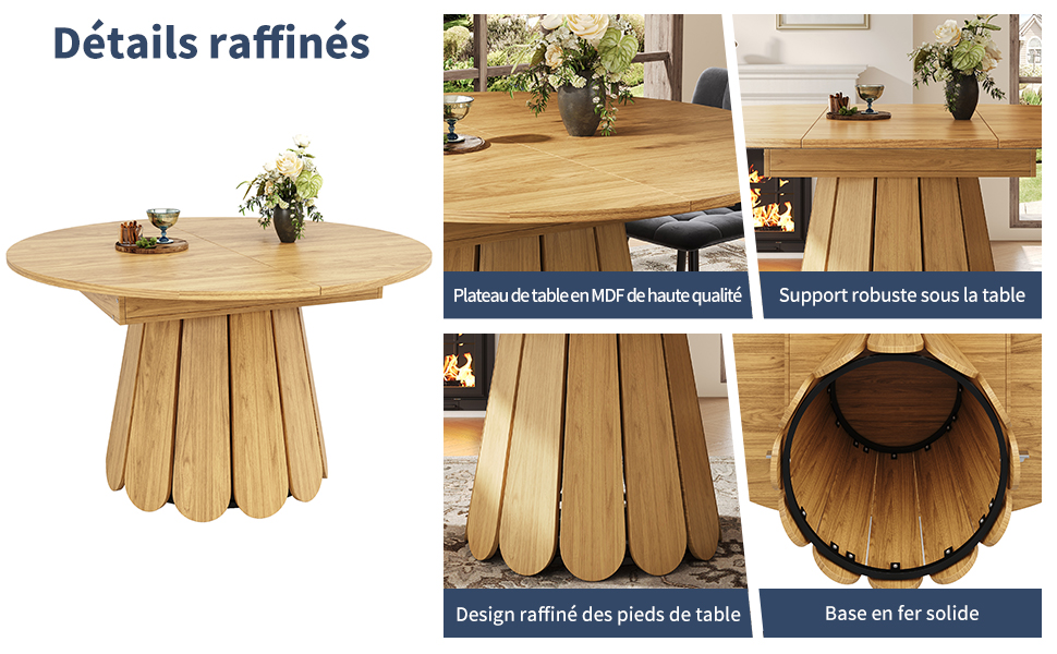 Table ronde natural wood vue 2