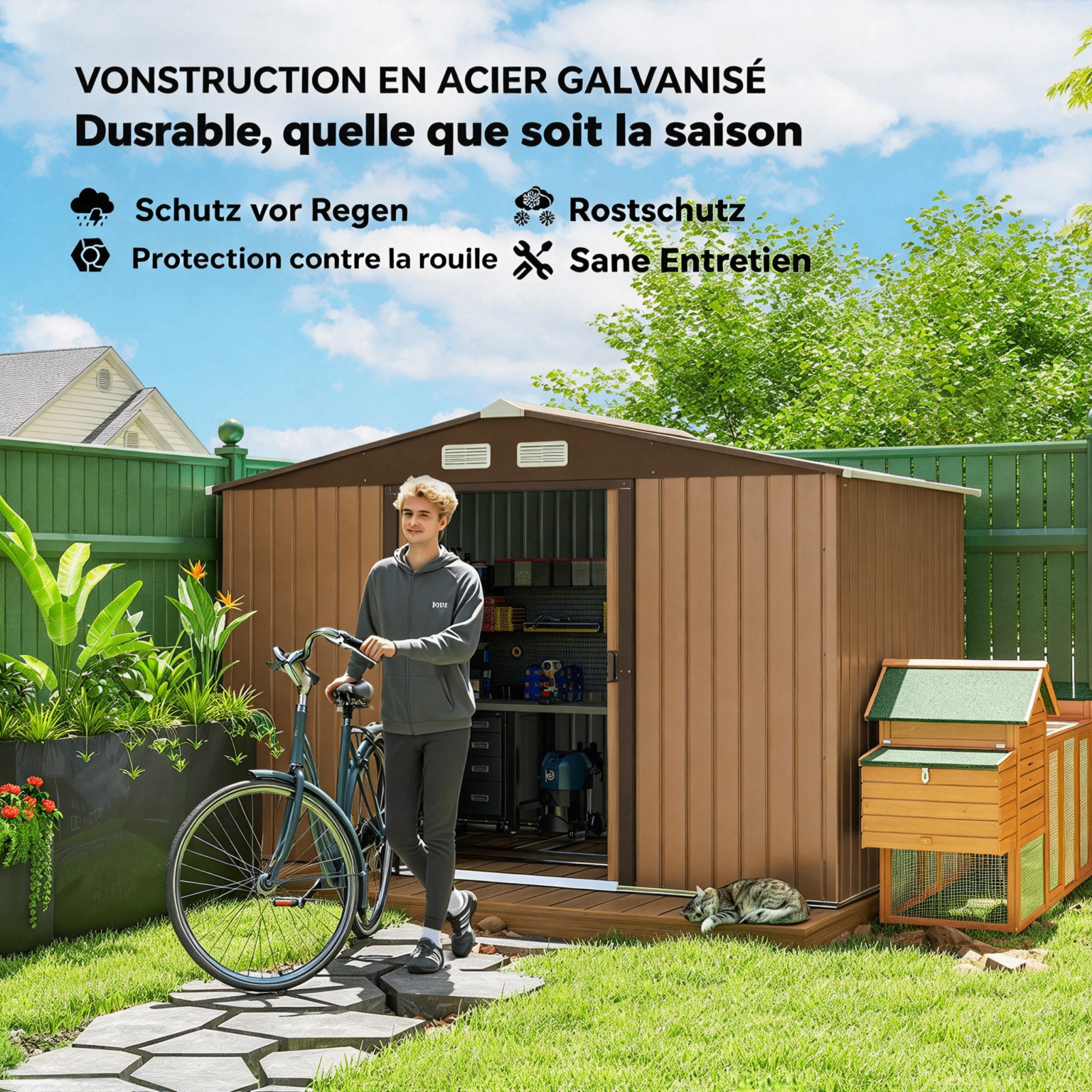 Abri de jardin toit a deux pans