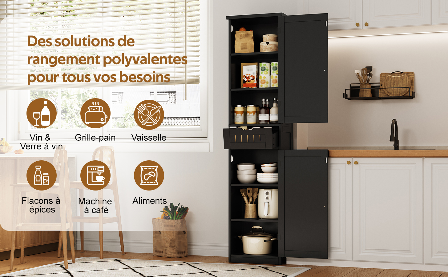 Buffet haut de cuisine Noir, vue 4