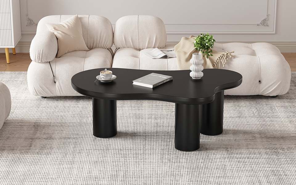 Table Basse Noir - Design Nuage - MDF - 107×66×40.5cm - Salon 4
