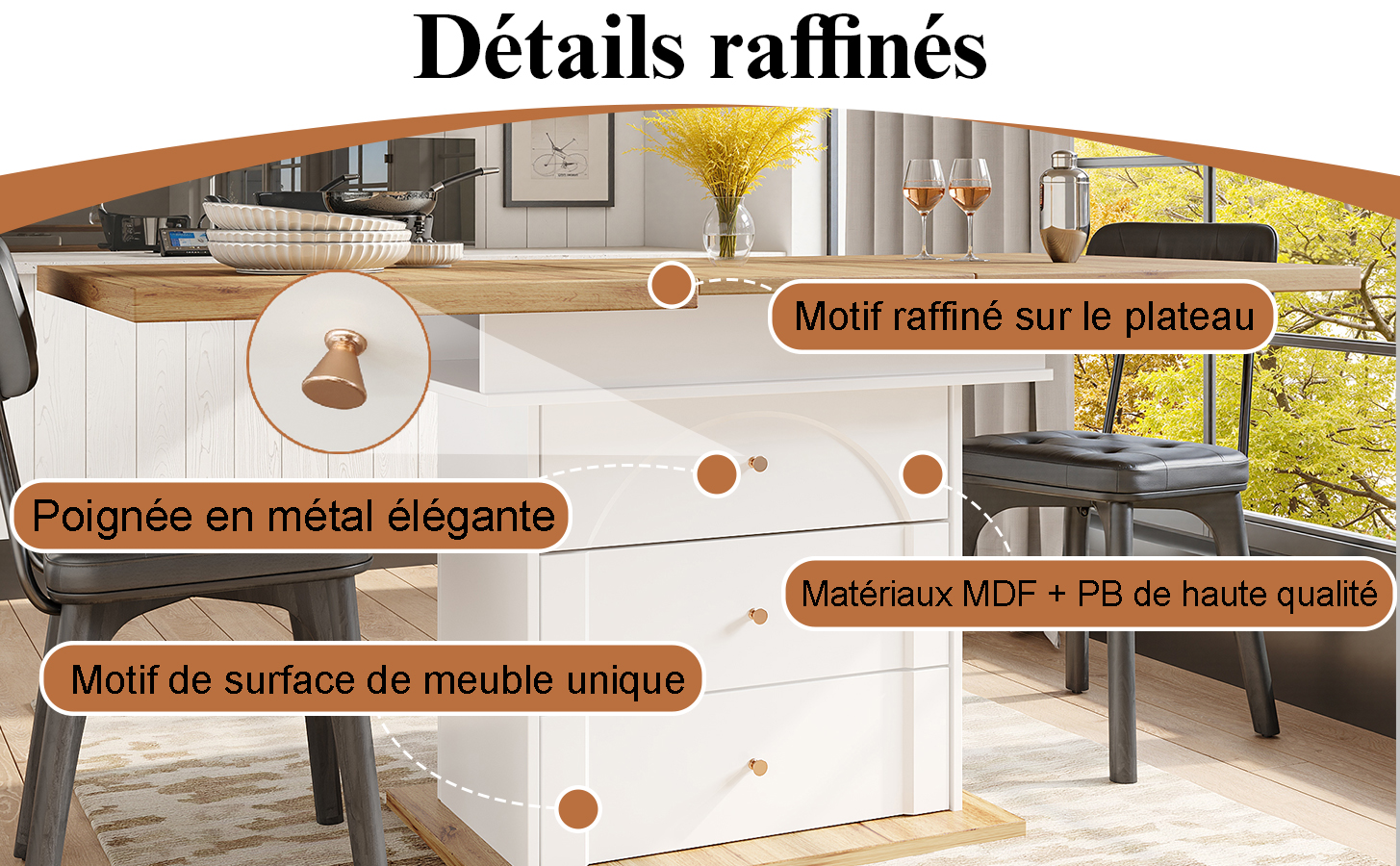 Table pliante naturel blanc vue 2