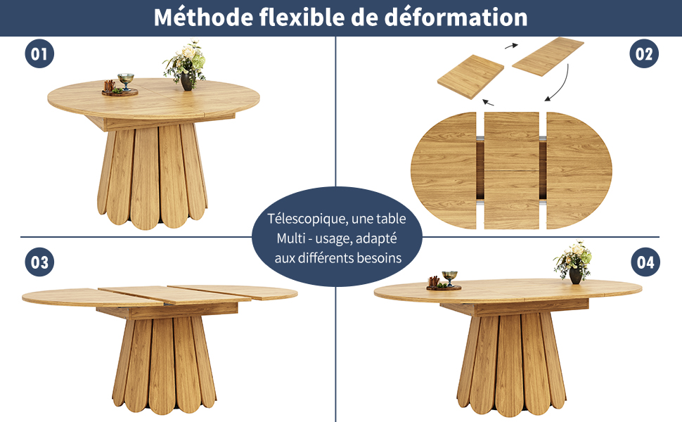 Table ronde natural wood vue 3