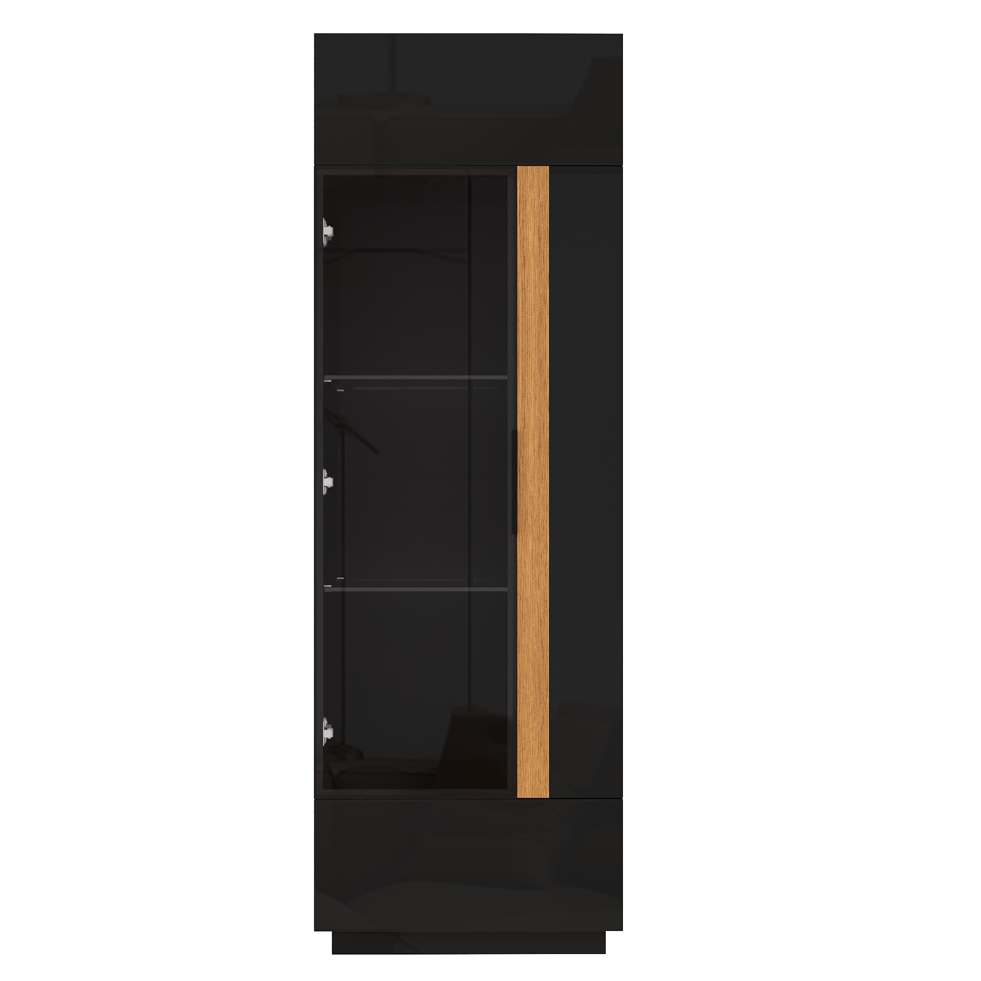 Vitrine Haute Noir - Éclairage LED, Portes, Portes en Verre, Éclairage Connecté - Panneaux de Particules - 60×40×180cm 5