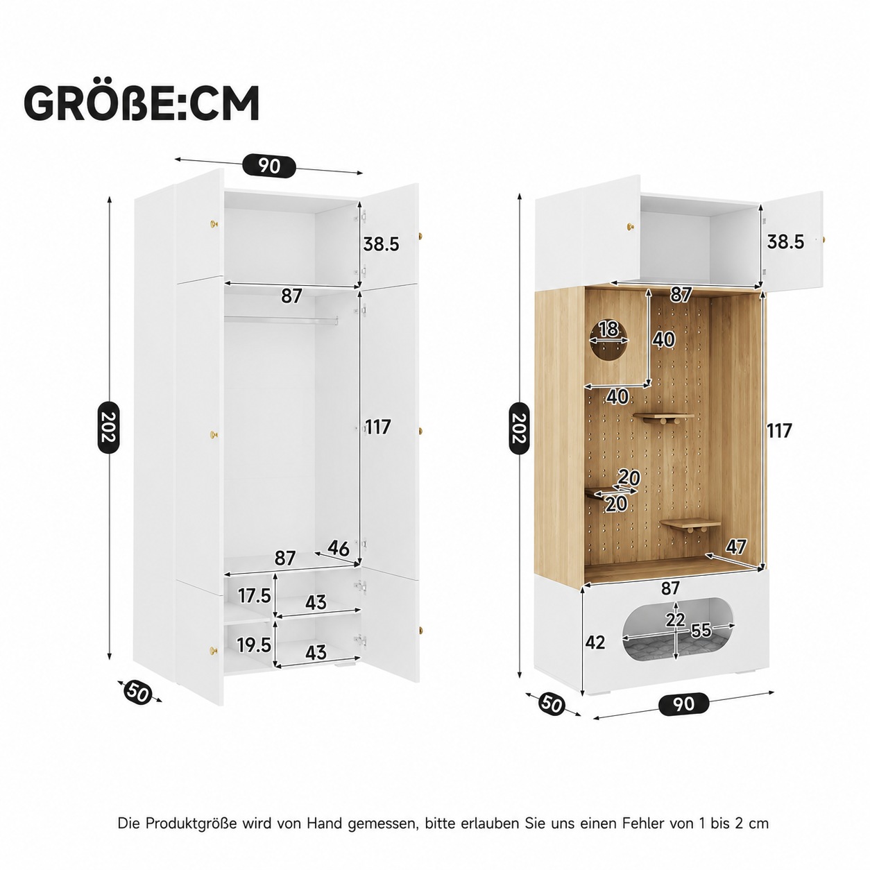 Armoire pour Chat Blanc et Bois, Mur d Escalade, Cachette Chat, Coussin Doux, Rangement - Particules et Bois - 270x50x200cm - Maison 5