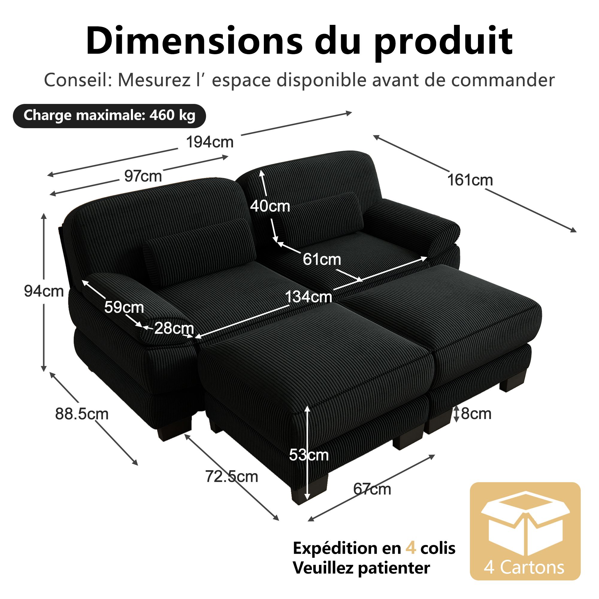 Fonctions du canapé panoramique modulable