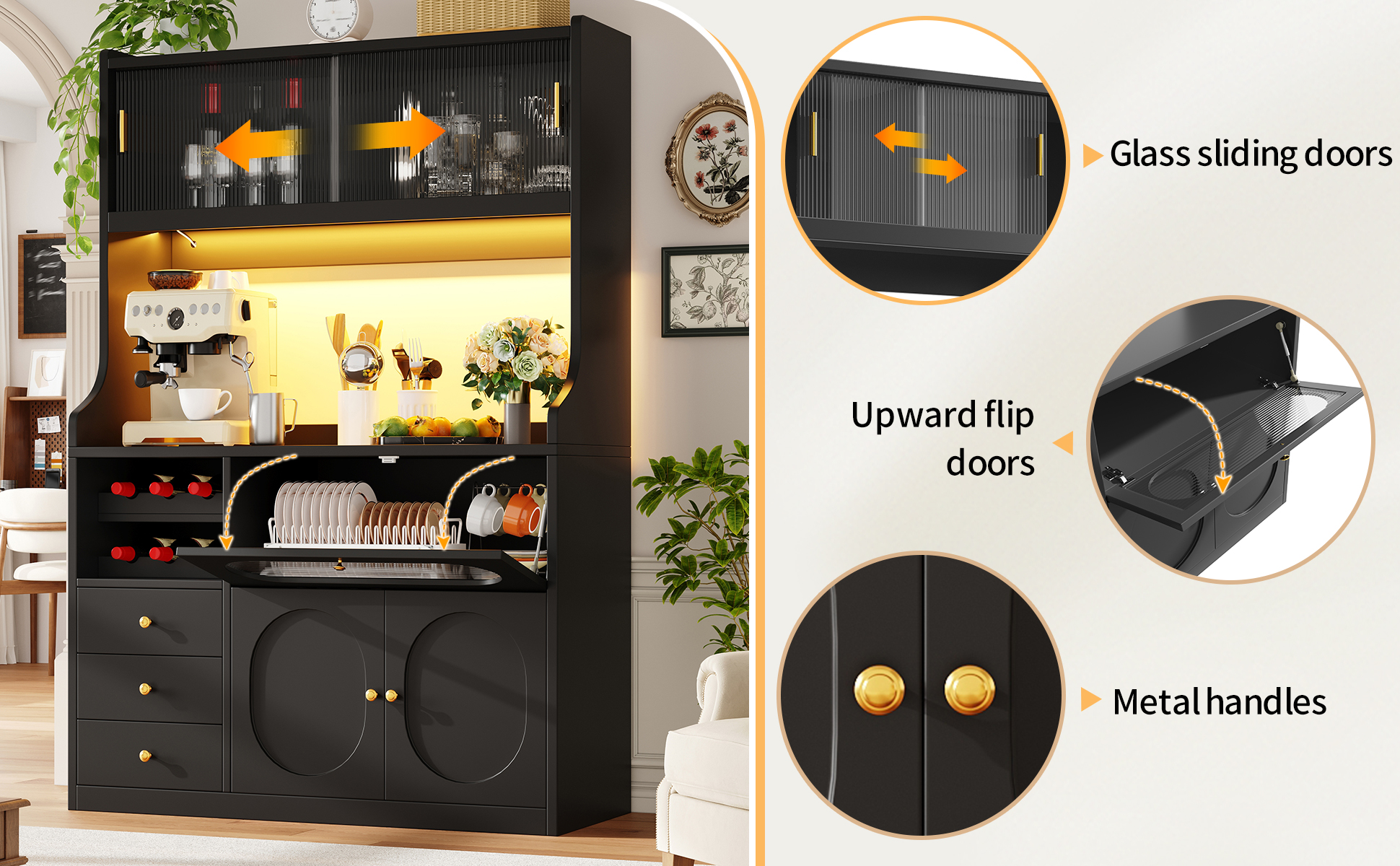 Buffet haut de cuisine Noir, vue 5