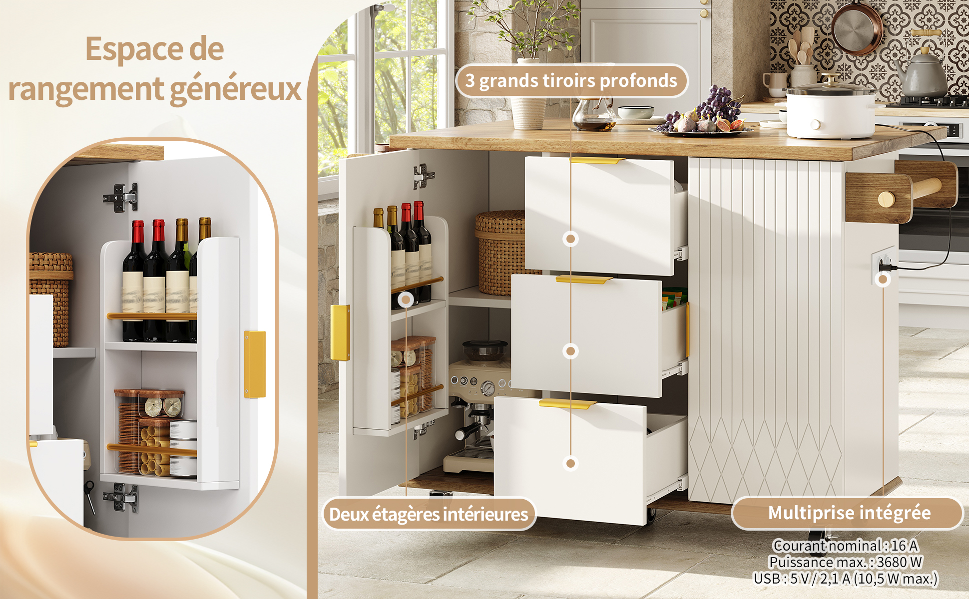 Îlot cuisine mobile vue 1