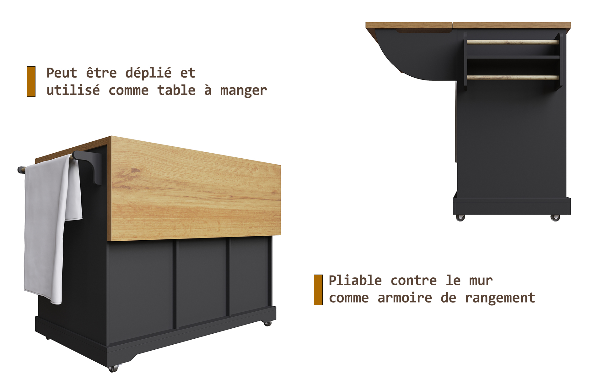 Table servante pliante vue 2