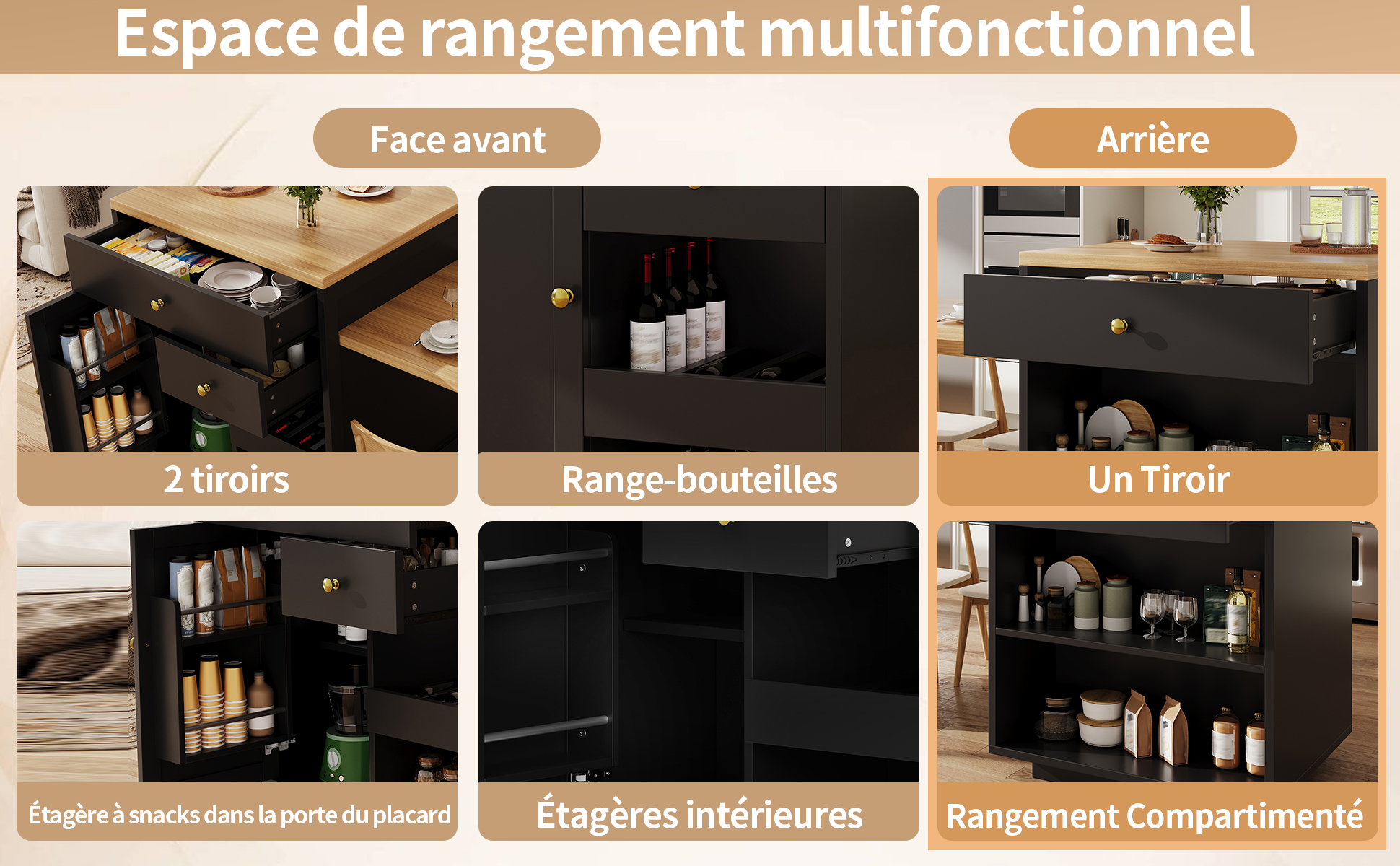 Îlot cuisine extensible vue 2
