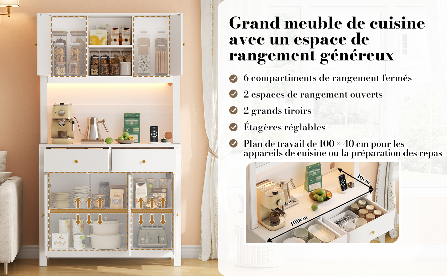 Buffet haut de cuisine Blanc, vue 4