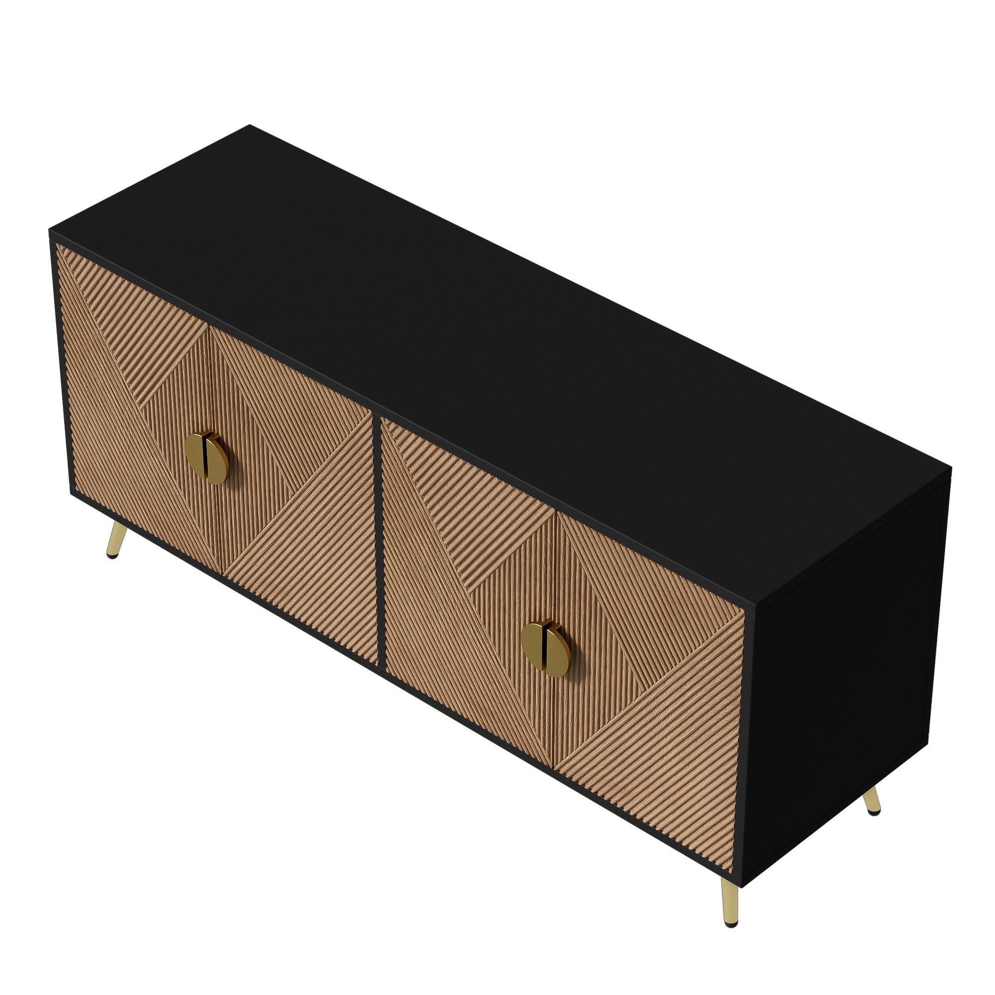 Buffet Noir, 4 Portes, Rangement, Fermeture Douce, Design Moderne, Structure Robuste - MDF et Panneaux de Particules - 160x40x75cm 5