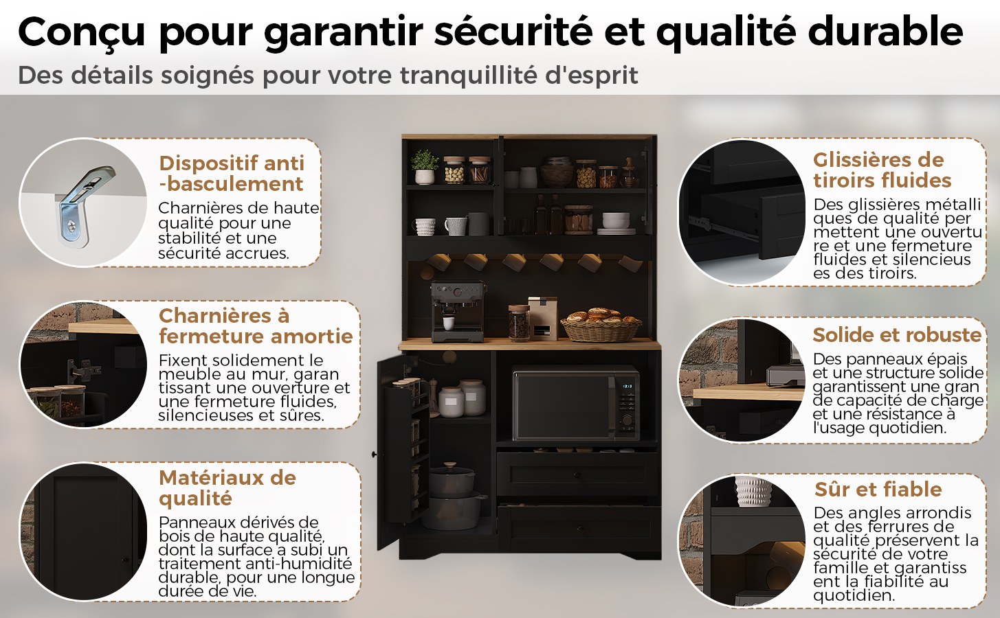 Buffet haut de cuisine Noir, vue 2