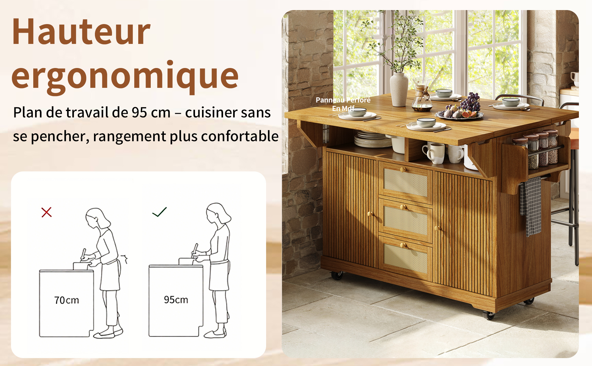 Table pliante brun vue 2