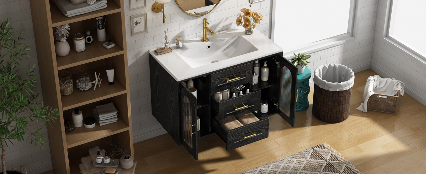 Meuble vasque noir vue 4