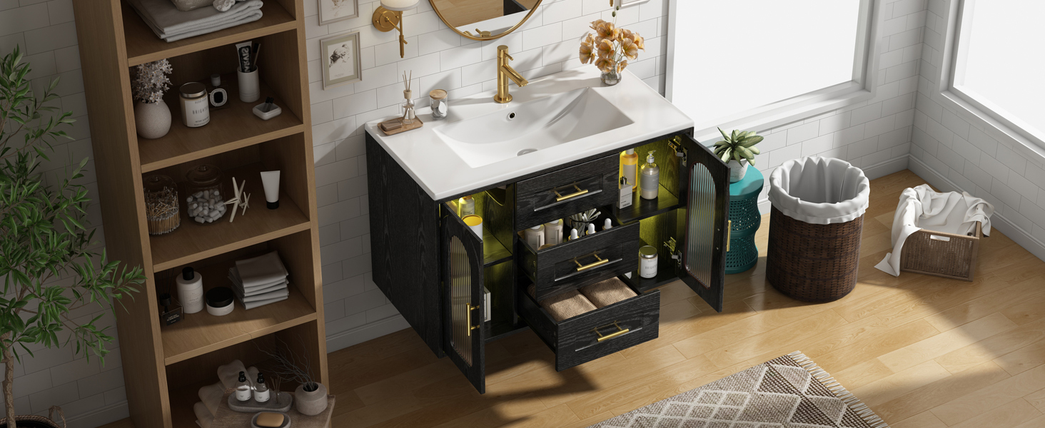 Meuble vasque noir vue 2